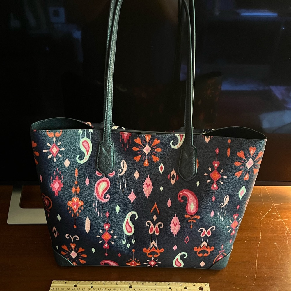 Navy and Pink Paisley Tote Bag